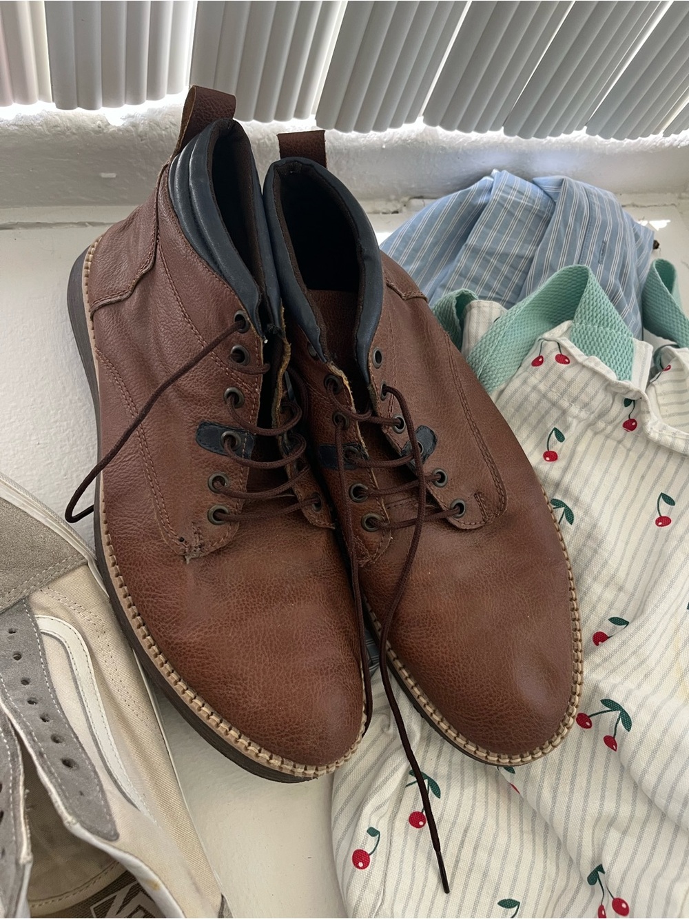 Men's Brown Leather Lace-Up Boots 29